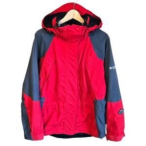 Columbia Sportswear Women’s Red Gray Hooded Jacket Shell Coat Large